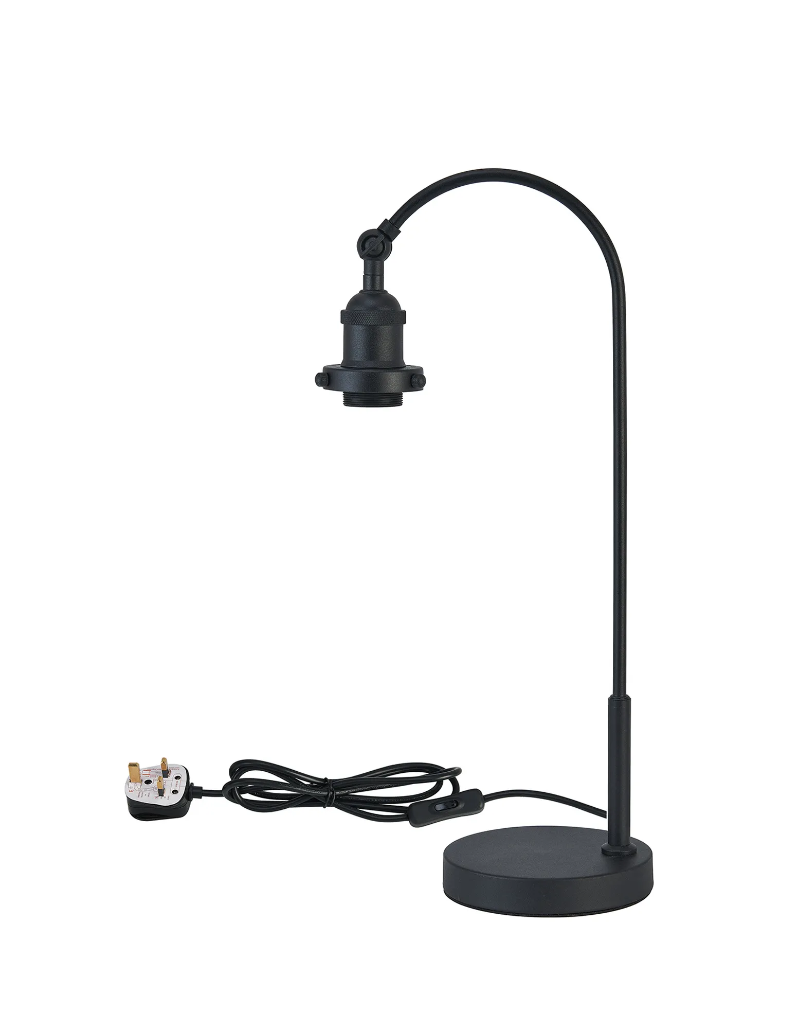 D1029BL  Dreifa Curved Over Arm Table Lamp Without Shade, 1 x E27, Satin Black